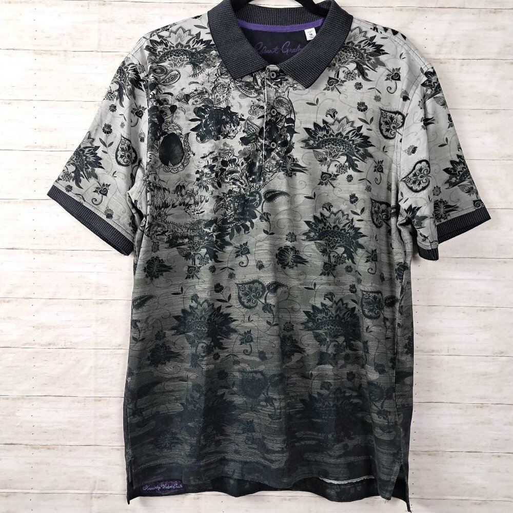 Robert Graham Rockford Ombre Paisley Floral Print Polo Medium